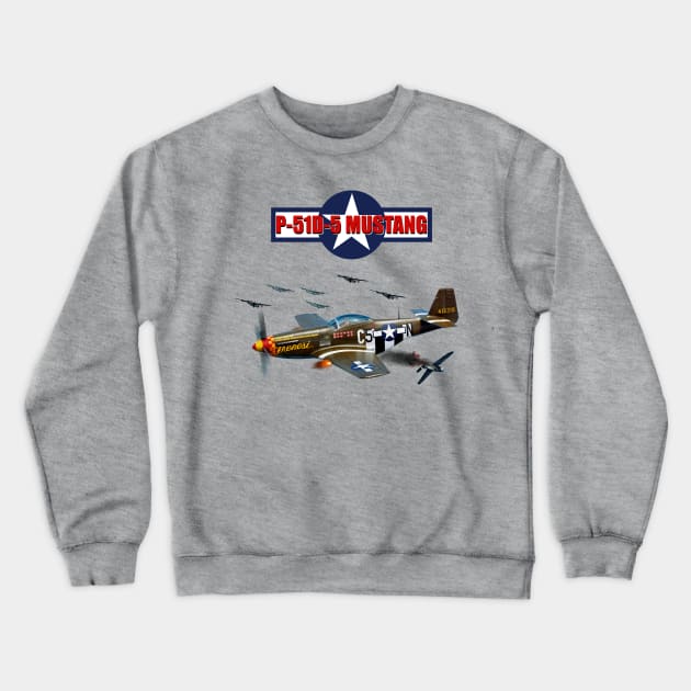 The Legendary P51D 5 Mustang Aircraft motormaniac Crewneck Sweatshirt by MotorManiac